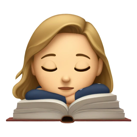 female student in uniform sleeping on book sticker