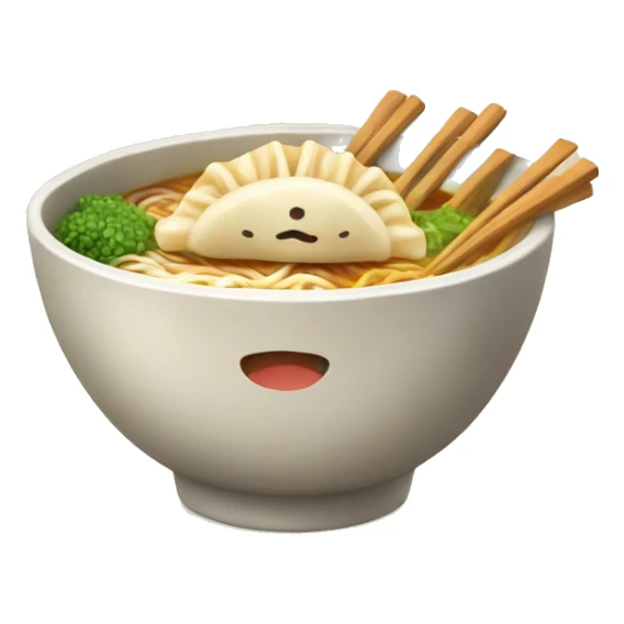 Ramen bowl with gyoza sticker