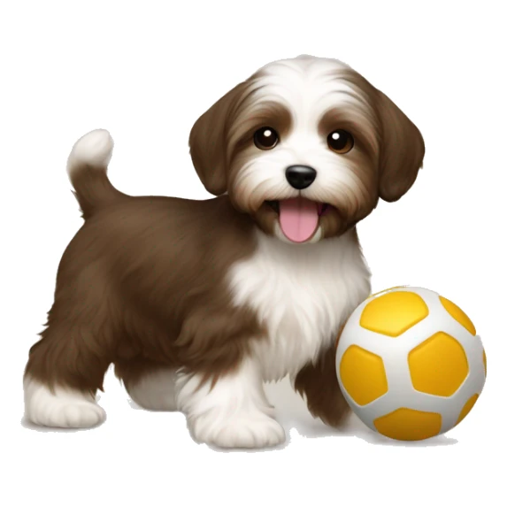 Brown Short Hair havanese puppy playing with toy  sticker