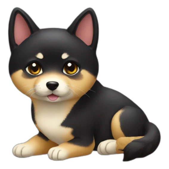 lovely shibainu & black cat sticker
