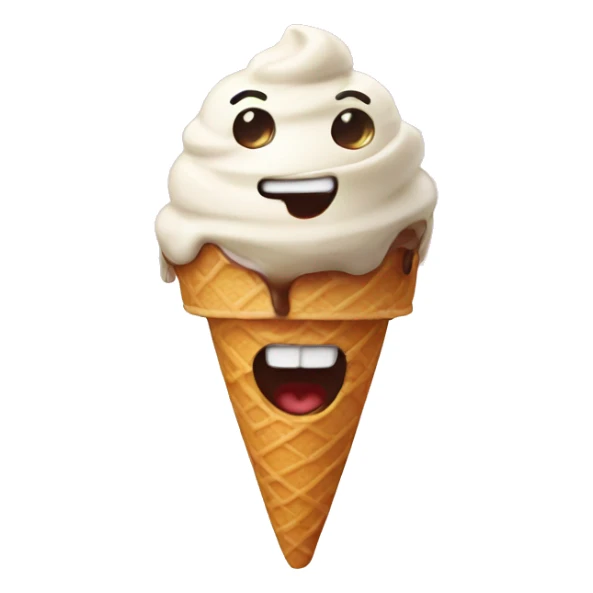 Smile face eating ice cream sticker
