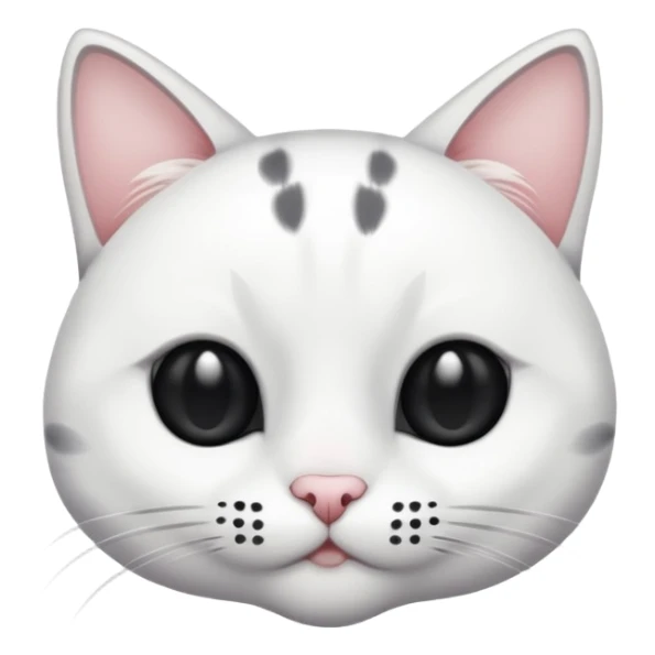 white cat with three black spots on its face, simple and clear design sticker