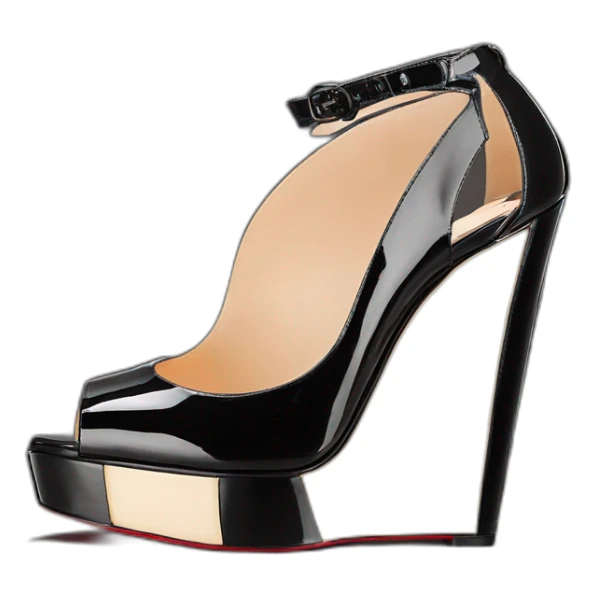 Platform wedges black louboutin sandal patent sticker