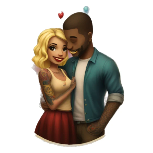 Romantic carnival date for beautiful tattooed couple sticker