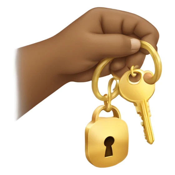 a light brown hand hovers giving some gold keys sticker