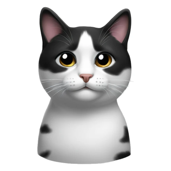 black and white cat with black chin add spot under bottom lip sticker
