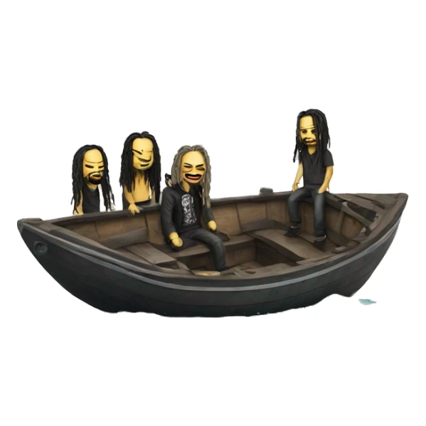 a boat painted to look like the band KoRN sticker