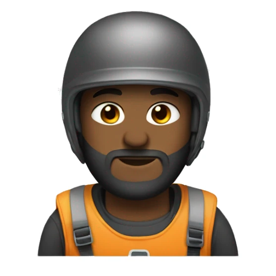 semi black boy with beard wearng half face motor helmet sticker