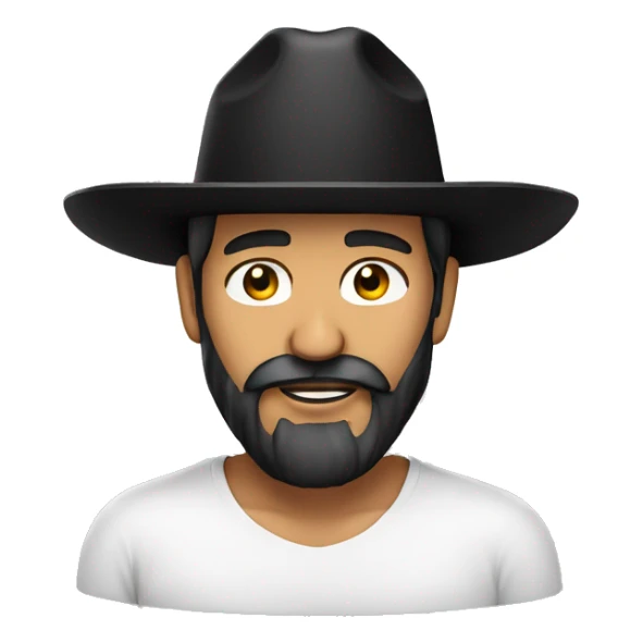 Mexican man with beard face with black hat white shirt sticker