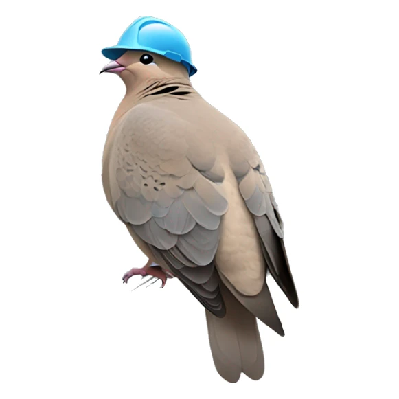 a mourning dove wearing a hard hat on power lines sticker