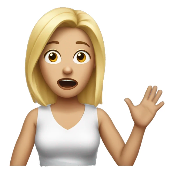 shocked blond woman hands up sticker