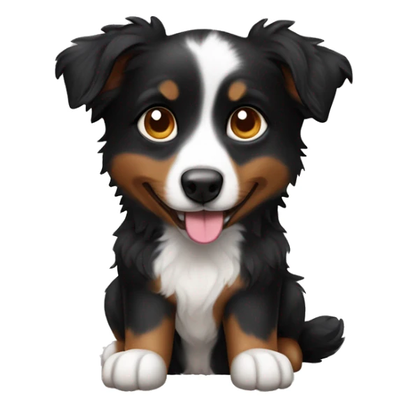 Small black australian shepherd dog with dessert  sticker