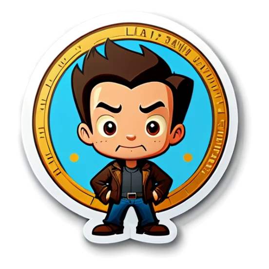 Cartoon coin that says Logan  sticker