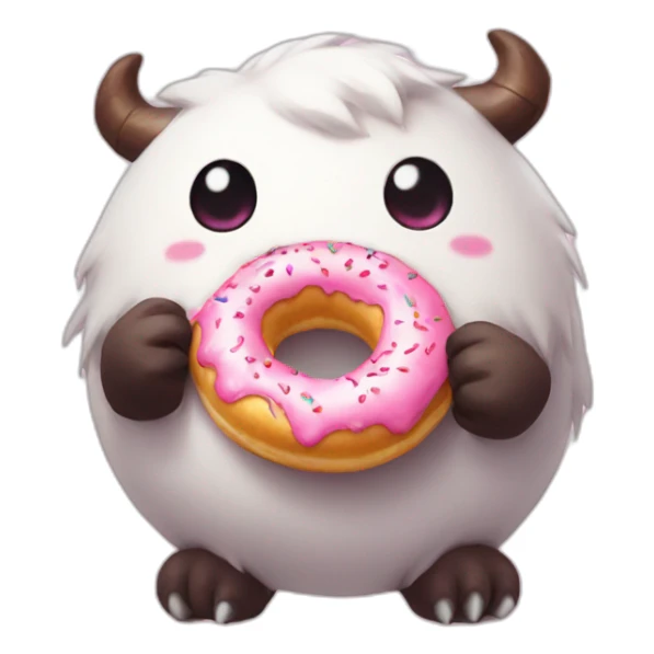 poro from lol eating donut sticker