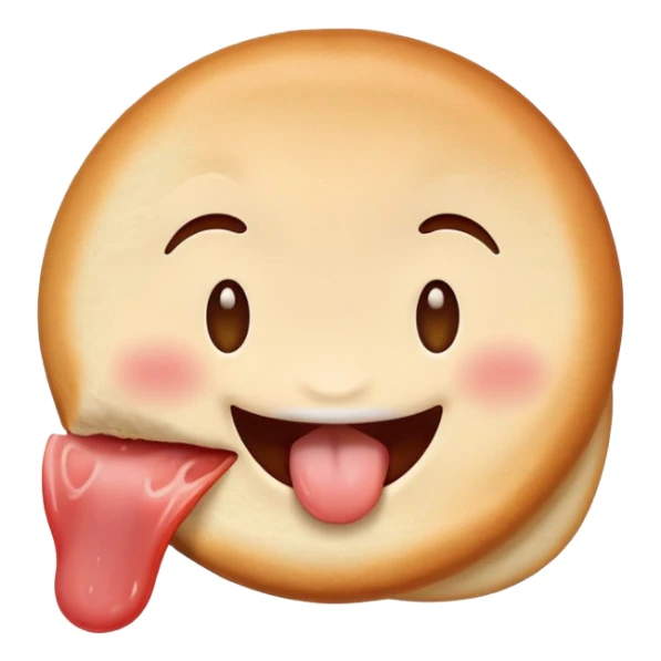 happy face with small tongue out tasting delicious food sticker