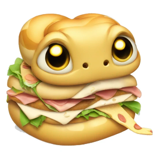 cute snake eating a sandwich sticker