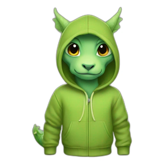The little dragon is dressed in a hoodie sticker