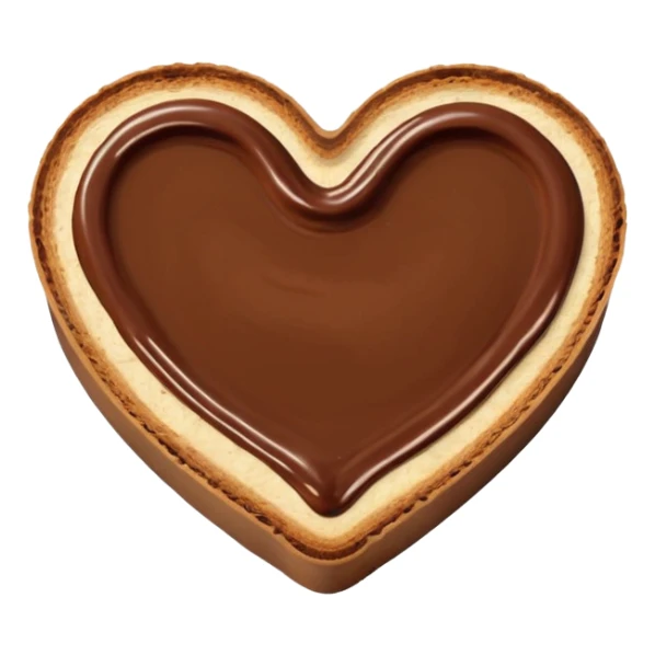 slice of bread shaped like a heart covered in nutella spread sticker