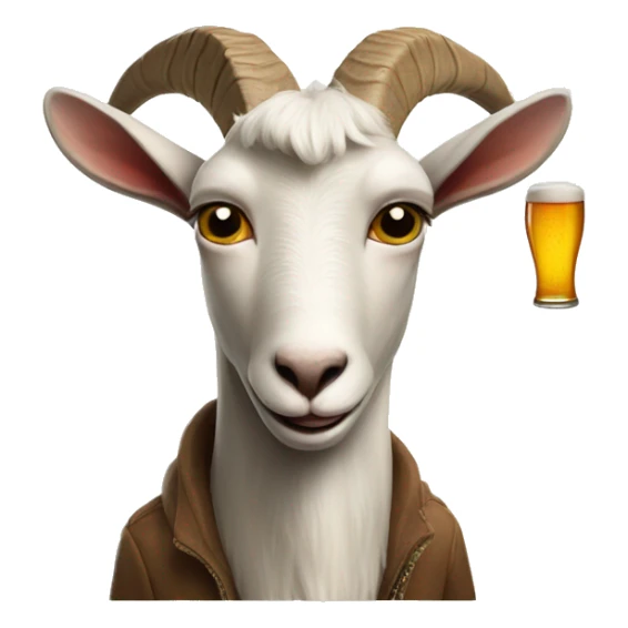 Goat with a beer smoking a cigarette sticker