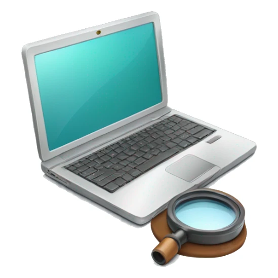 laptop with a magnifying glass sticker