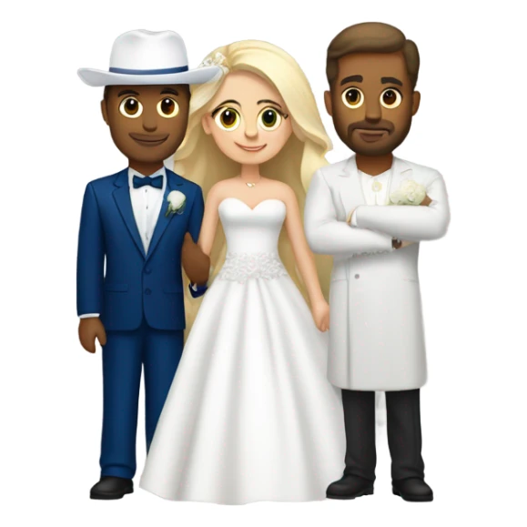 Puerto rican beard short hair with blue hat and navy blue suit getting Married with blond long hair girl with white  wedding dress  sticker