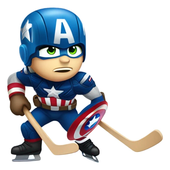Captain America playing hockey  sticker