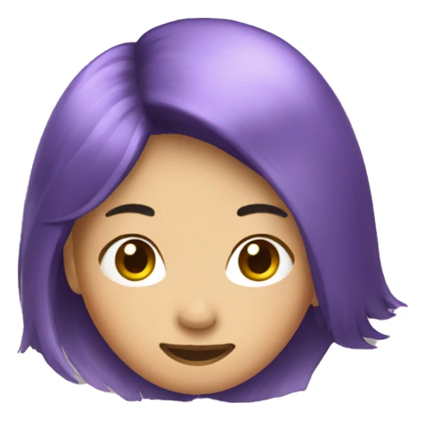Purple hair Asian woman happy sticker