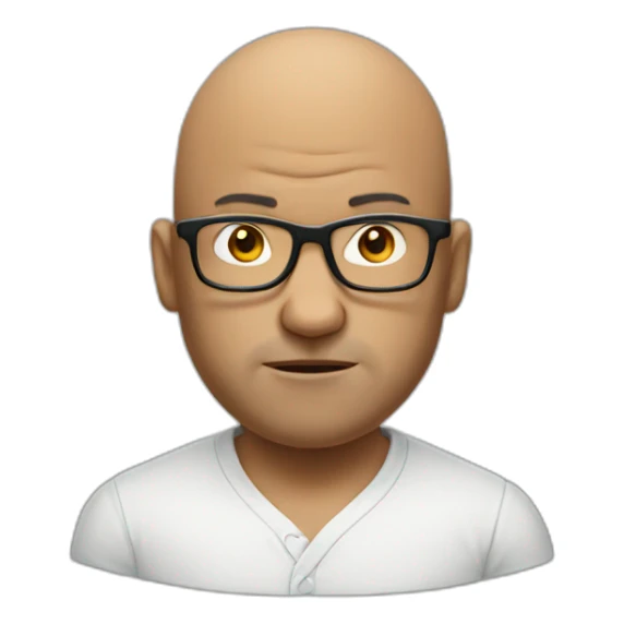 angry bald man with glasses and single earring sticker