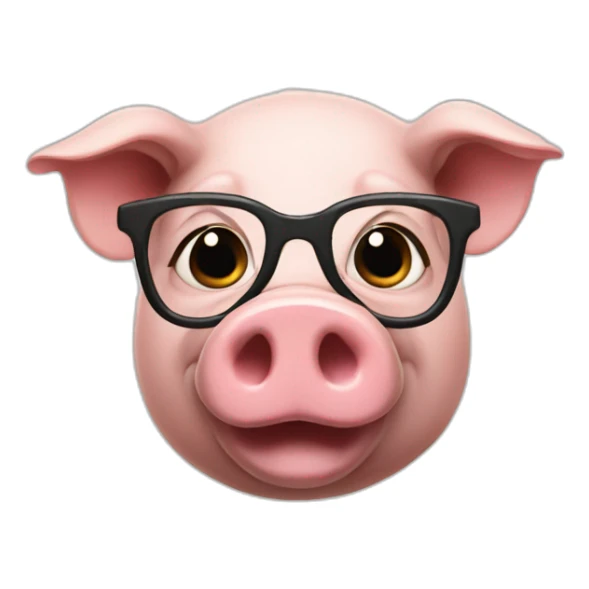 pig with glasses and sparse mustache with dark hair sticker