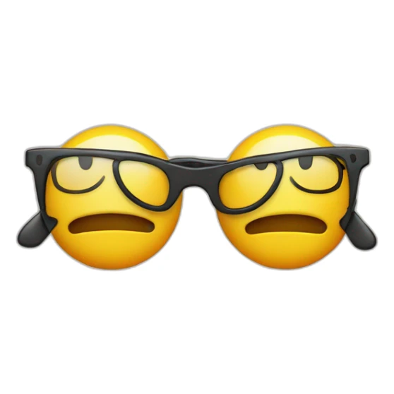 two smiley emojis side byside one with glasses, smiling the other frowning sticker