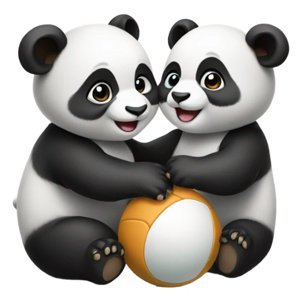 Two baby pandas playing with a ball sticker
