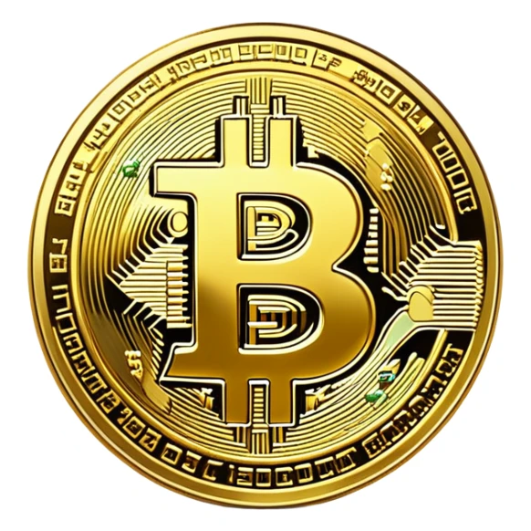 Bitcoin cryptocurrency gold coin with the B symbol sticker