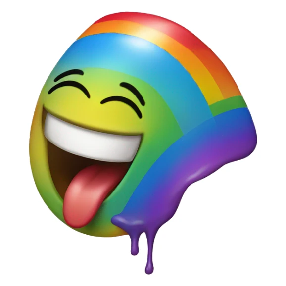 A rainbow-colored emoji or caricature sticking out its tongue sticker