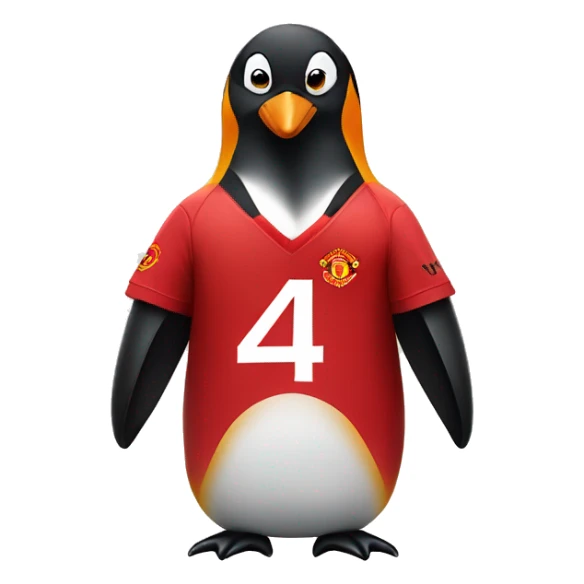 penguin wearing a manchester united jersey sticker