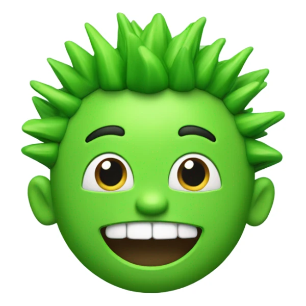 Green smiling 3d emoji with Mohawk and teeth sticker