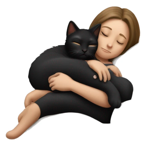 Black kitty sleeping on brunette white girl's lap sticker