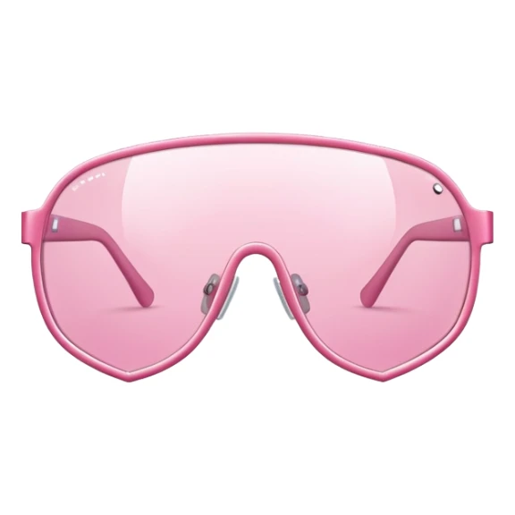 thick pink shield glasses, robust Y2K style, substantial frameless design sticker