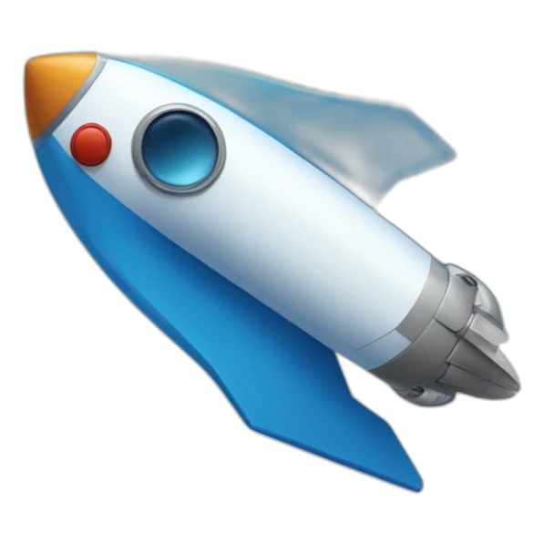 the blue rocket is flying to the right sticker