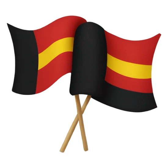 Black and red wavy flag with yellow circle in the middle  sticker