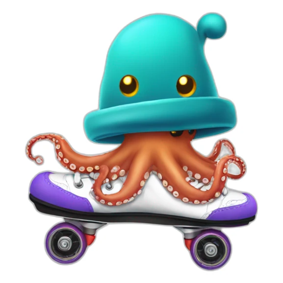 Octopus on skates with Santa hat sticker