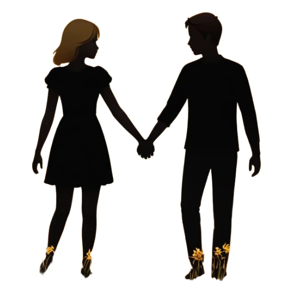 Romantic couple silhouette for 'Boyfriend' song sticker