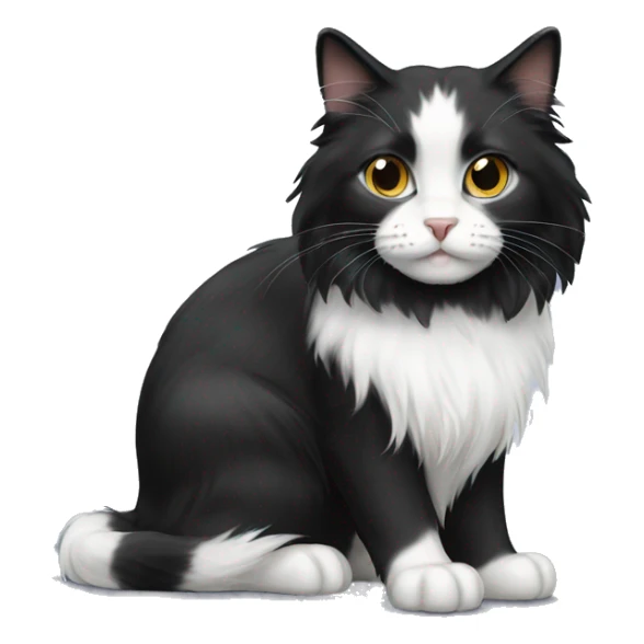 black-and-white cat domestic long-haired sticker