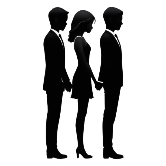 Two silhouettes merging together, one fading into the other, romantic concept sticker