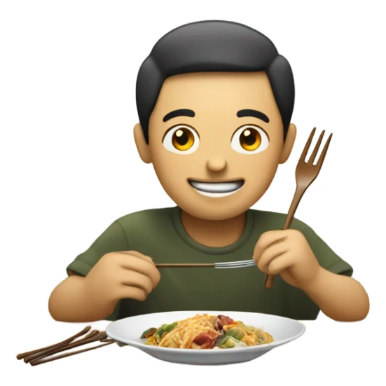 person eating food sticker