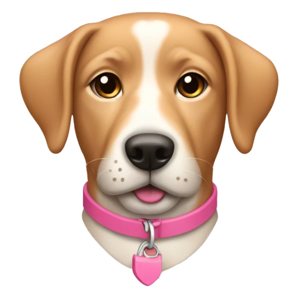 Tan dog with white nose and pink collar  sticker