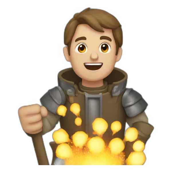medieval Pyrotechnician seeing some fireworks go off in front of him sticker