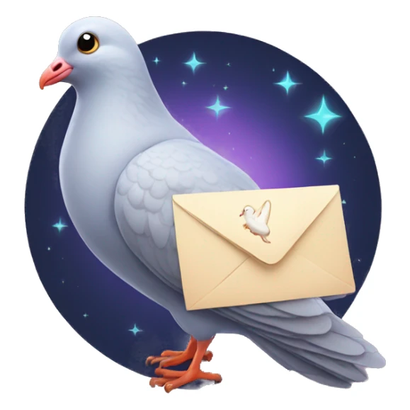 pigeon with magical letter sticker