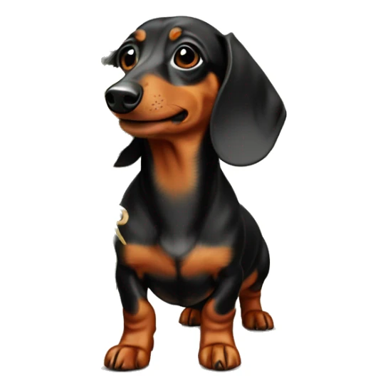 Little or tiny dachshund with a Bouquet in his mouth  sticker