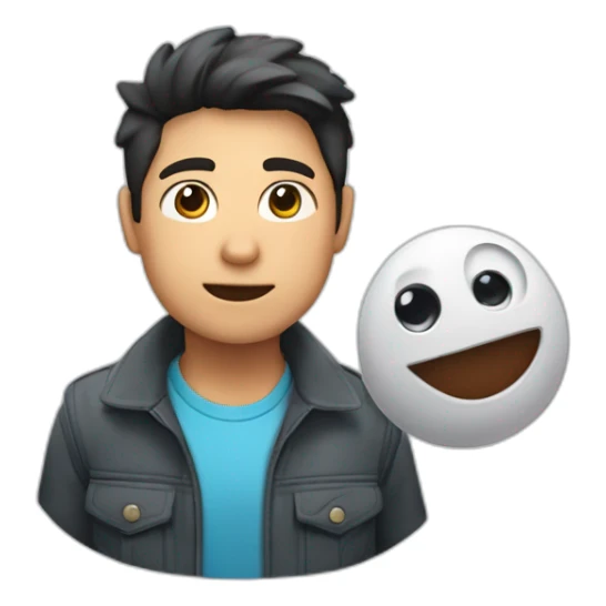 joven gordito con cámara y un fantasma sticker