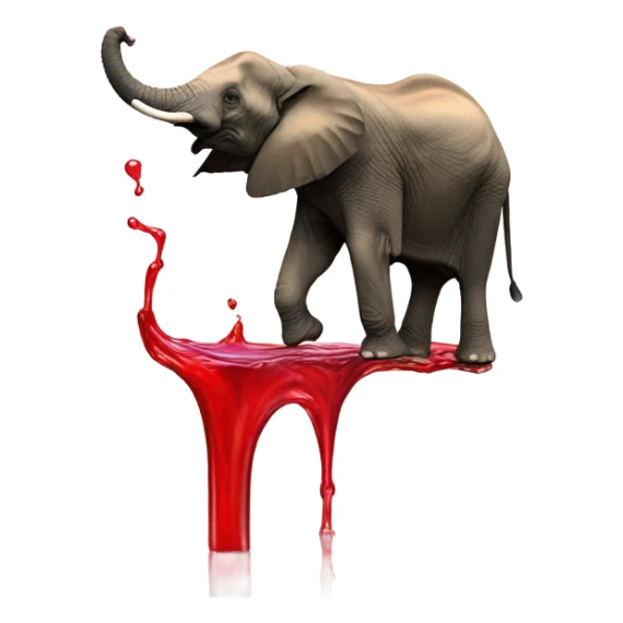 elephant shooting red liquid out of its trunk  sticker